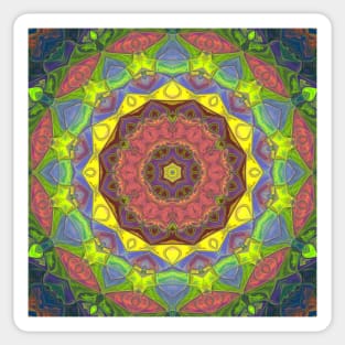 Mosaic Mandala Flower Pink Green and Yellow Sticker